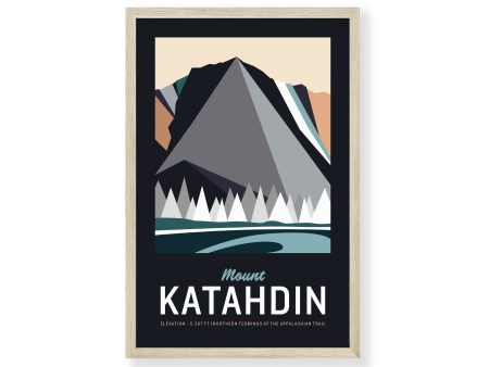 Katahdin Maine Print 11 x17  | Vintage Travel Print | Mountain Print | Maine Print | Mount Katahdin Print | Katahdin Maine Discount