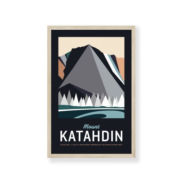 Katahdin Maine Print 11 x17  | Vintage Travel Print | Mountain Print | Maine Print | Mount Katahdin Print | Katahdin Maine Discount