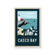 Casco Bay Maine Print 11 x17  | Vintage Travel Print | Ocean Print | Maine Print | Portland Head Light | Casco Bay Print Online