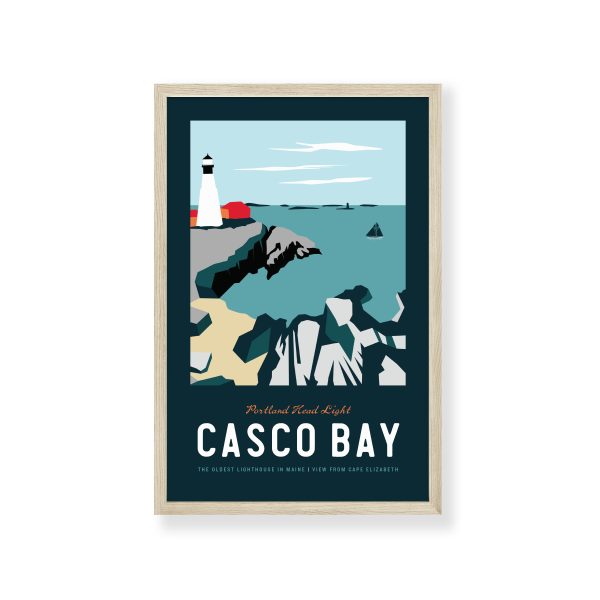 Casco Bay Maine Print 11 x17  | Vintage Travel Print | Ocean Print | Maine Print | Portland Head Light | Casco Bay Print Online