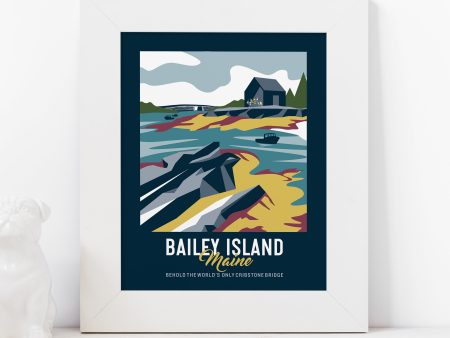 Bailey Island Maine Print | Vintage Travel Print | Ocean Print | Landscape Print |  Maine Print | Bailey Island | Bailey Island Print Fashion