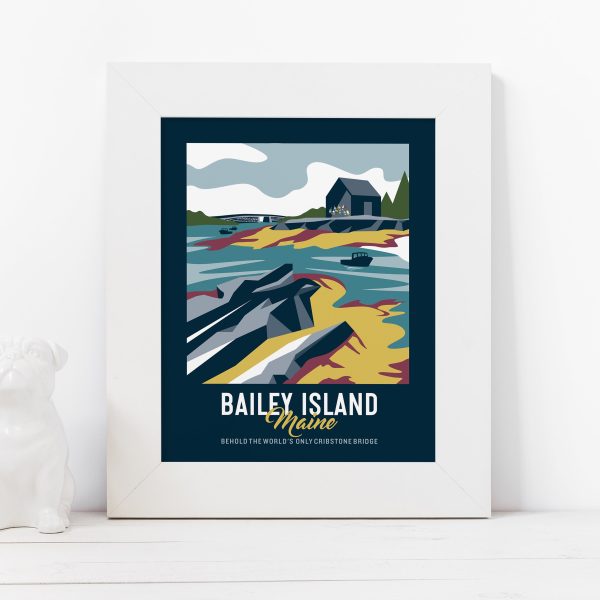 Bailey Island Maine Print | Vintage Travel Print | Ocean Print | Landscape Print |  Maine Print | Bailey Island | Bailey Island Print Fashion