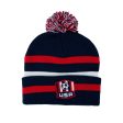 USA Men s Soccer Pom Beanie Red White Blue One Size Online Hot Sale