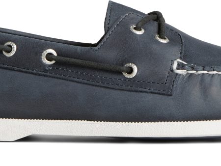 Men s A O 2-Eye Cross Lace Leather Wide - Navy Hot on Sale