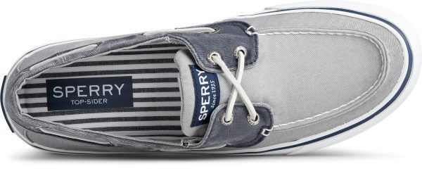 Men s Bahama II Salt Washed Canvas Grey Navy For Discount