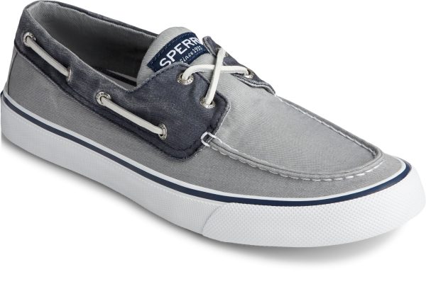 Men s Bahama II Salt Washed Canvas Grey Navy For Discount