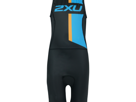 2XU Kids Active Youth Tri Suit Black Blue 8 For Sale