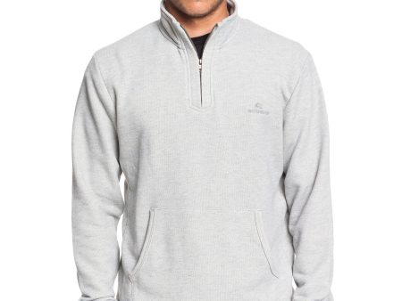 Quiksilver Men s Waterman Ocean Nights 1 2 Zip Mock Neck Sweatshirt Grey S For Sale