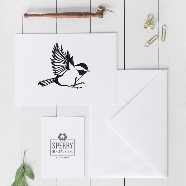 Bird Card | Chickadee Card | Chickadee Bird Illustration | Maine Card Supply