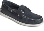 Men s A O 2-Eye Cross Lace Leather Wide - Navy Hot on Sale