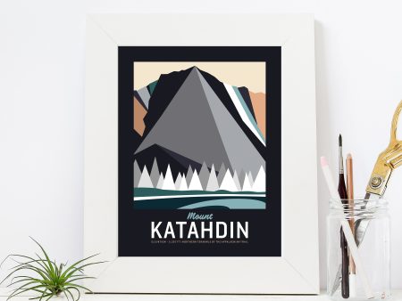 Katahdin Maine Print 8.5 x11  | Vintage Travel Print | Mountain Print | Maine Print | Mount Katahdin Print | Katahdin Maine on Sale