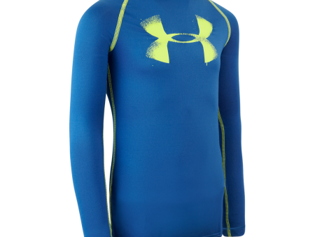 Under Armour Boys  Heatgear Fitted Big Logo L S Shirt For Discount