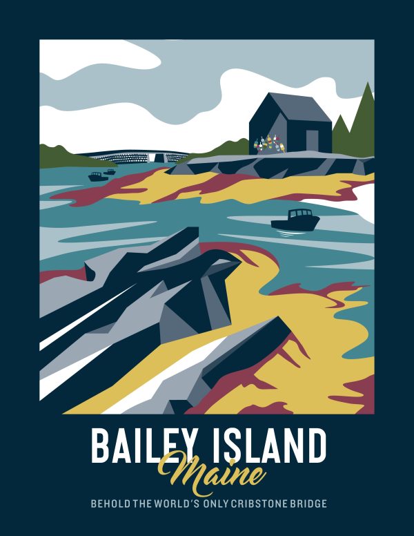 Bailey Island Maine Print | Vintage Travel Print | Ocean Print | Landscape Print |  Maine Print | Bailey Island | Bailey Island Print Fashion