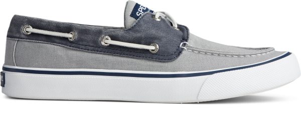 Men s Bahama II Salt Washed Canvas Grey Navy For Discount