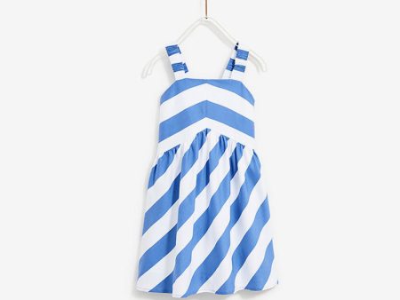 Contrast Strap Blue Dress Online Hot Sale