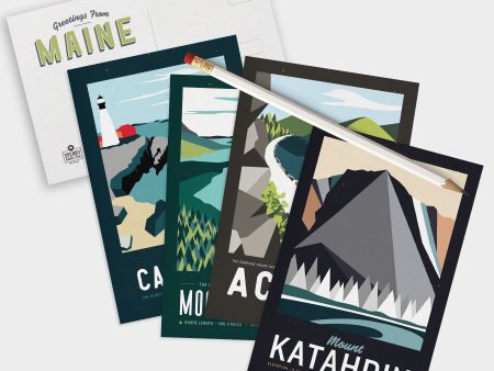 Maine Postcard Set 5 x7  | Maine Art Set | Acadia National Park | Moosehead Lake | Casco Bay | Katahdin | Maine Travel Art Online Hot Sale