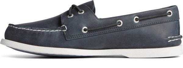 Men s A O 2-Eye Cross Lace Leather Wide - Navy Hot on Sale