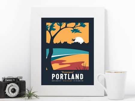 Portland Maine Print (dark palette) | Vintage Travel Print | Portland Print | Maine Print | Portland Maine Print Supply