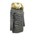 Jessica Simpson Women s Faux Fur Chevron Winter Puffer Jacket Fashion