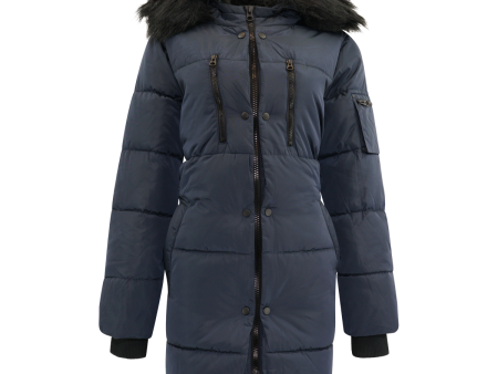 Jessica Simpson Long Puffer Jacket Navy M Cheap