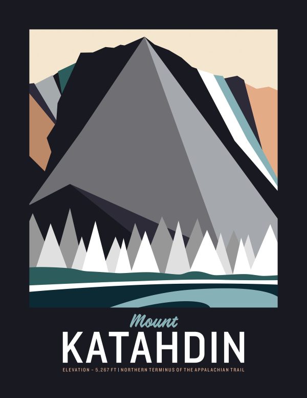 Katahdin Maine Print 8.5 x11  | Vintage Travel Print | Mountain Print | Maine Print | Mount Katahdin Print | Katahdin Maine on Sale