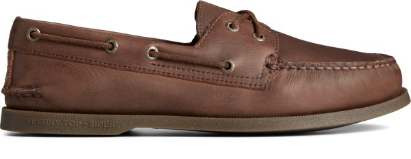 Men s A O 2-Eye Cross Lace Leather Wide - Brown For Cheap