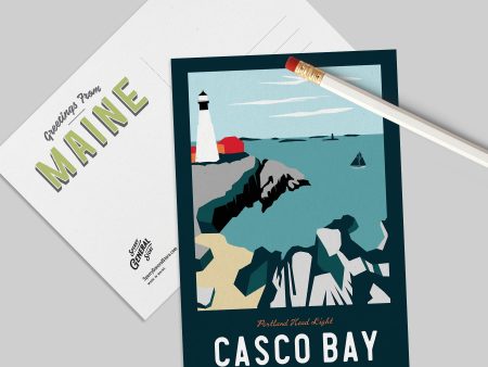 Maine Postcard 5 x7  | Casco Bay Postcard | Portland Head Light Postcard | Vintage Postcard For Sale