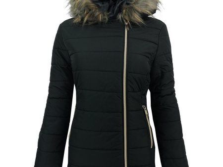 Maralyn & Me Juniors  Asymmetrical Zip Puffer Jacket Black M Online Hot Sale