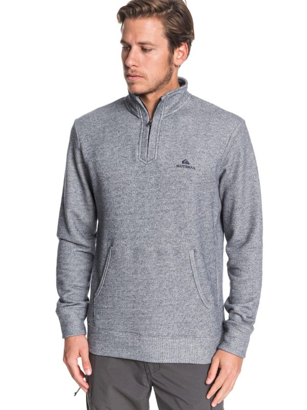 Quiksilver Men s Waterman Ocean Nights 1 2 Zip Mock Neck Sweatshirt Parisian Night L on Sale