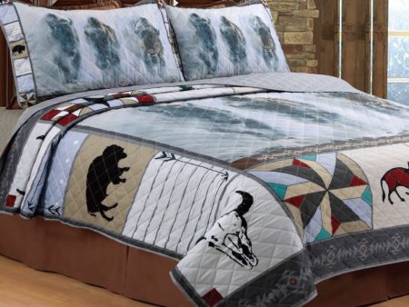 Western Bison Buffalo Rustic Bed Quilt Set w  2 Shams Supply